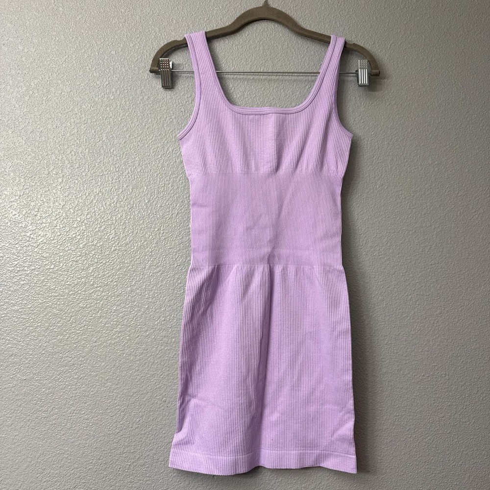 OQQ Slimming Ribbed Mini Tank Dress with Built In Tummy Control